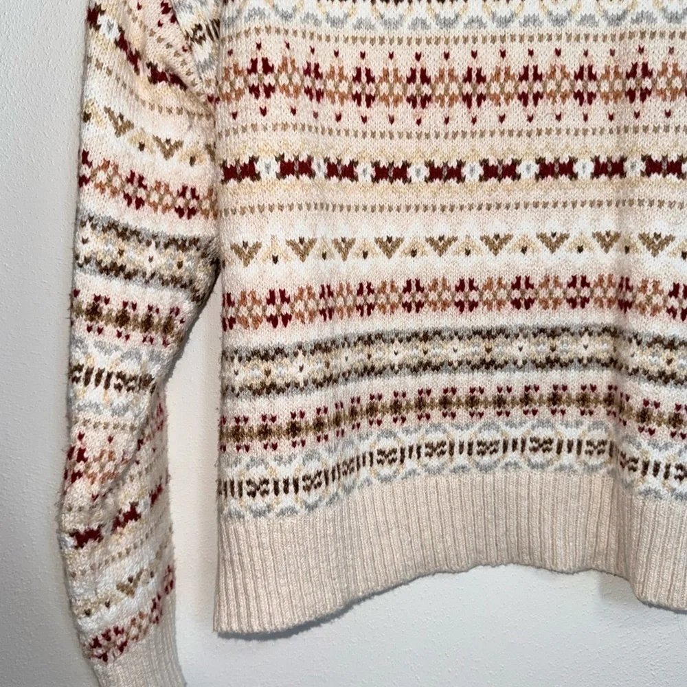 American Eagle Fair Isle Snowdrift Sweater Cream Multi Knit Cozy Small Women’s